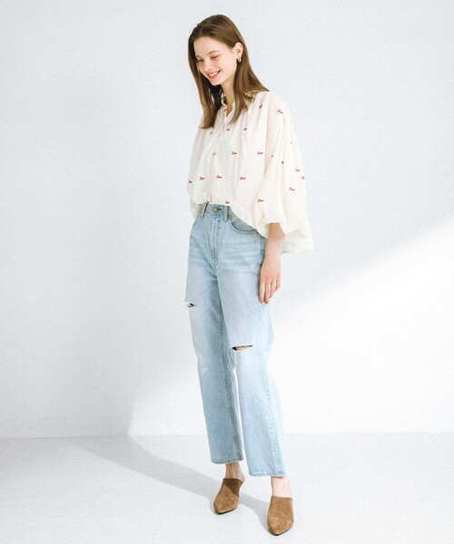 【アーバンリサーチサニーレーベル】Love embroideryブラウス URBAN RESEARCH Sonny Label ブラウス シャツ Love embroidery