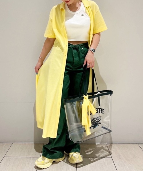 タンクトップ ノースリーブ ワンポイントロゴ エッセンシャルリブニットタンクトップ レディース LACOSTE タンクトップ ノースリーブ ワンポイントロゴ