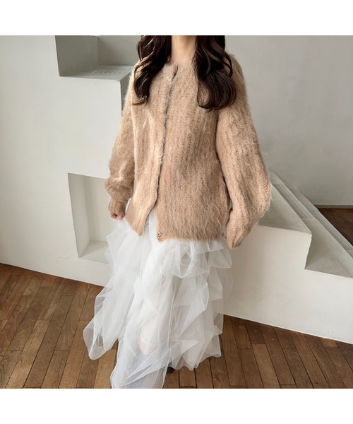 カーディガン 「 Ogue. 」 shaggy cardigan outer（シャギーカーディガンアウター） レディース Ogue. カーディガン 「 」 shaggy cardigan outer（シャギー