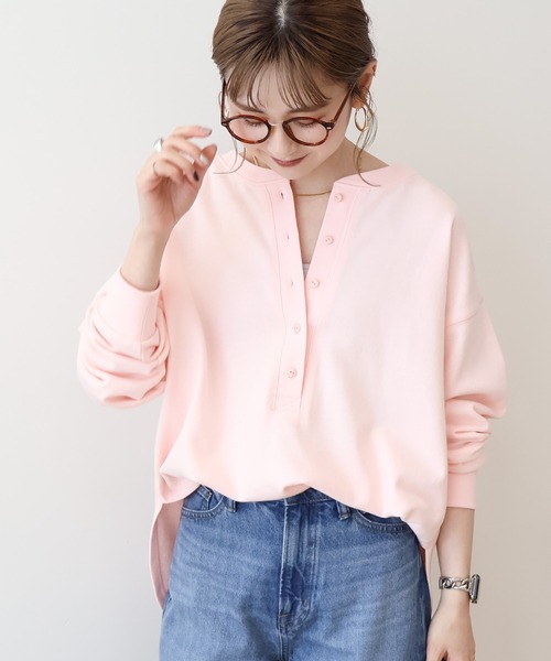 チャーリー様 90's Eddie Bauer Henley Neck LS / CH.Grey M バウアーが80-90