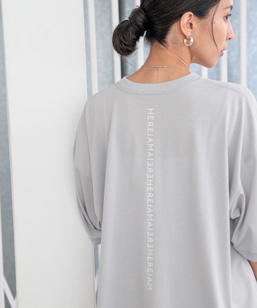 tシャツ 「HEREIAM」速乾/ミラーロゴハーフスリーブTEE レディース メンズの画像