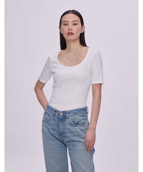 OUR WACOAL カップインスクエアネックリブTシャツ（カップ付き） セール】カップ付きスクエアネックリブTシャツ 長袖（Tシャツ