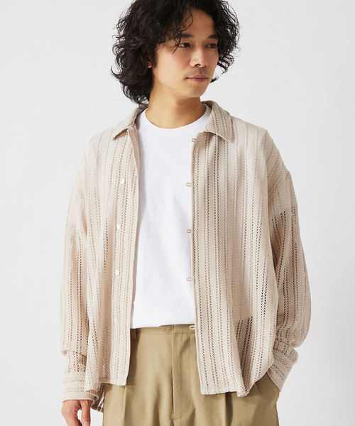 JOURNAL STANDARD relume☆レース長袖シャツ JOURNAL STANDARD relume シャツ ストライプ レースシャツ