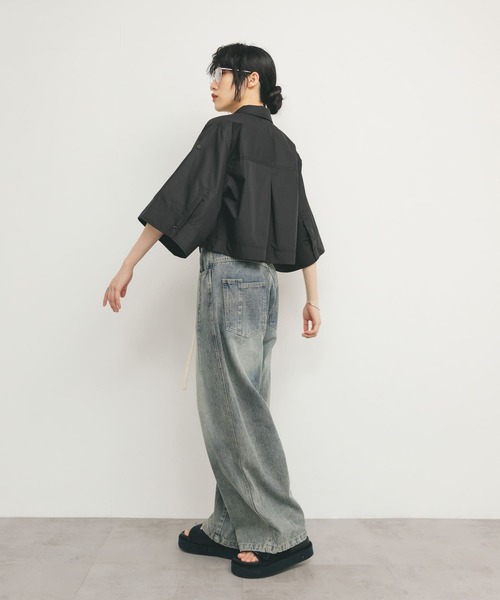 PUBLIC TOKYO◆クロップドハーフスリーブブラウス PUBLIC TOKYO（パブリックトウキョウ）の「【岐阜県産