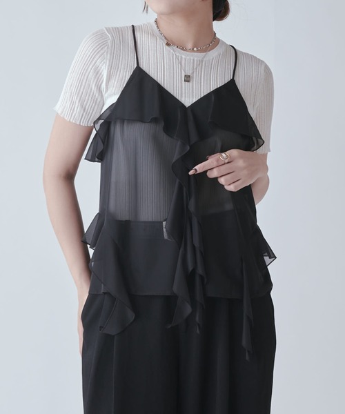 lillilly キャミソール シフォンフリルドレス ワンピース シフォンフリルロングドレス – Raylily