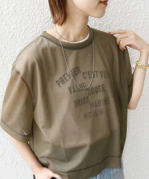 SHIPS tシャツ 「手洗い可能」シアー トリコット ショート