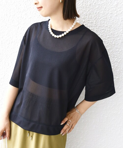 SHIPS tシャツ 「手洗い可能」シアー トリコット ショート