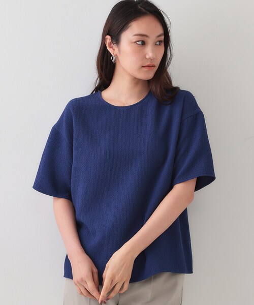 クーポン限定値下☆Drawer☆バックジップブラウス☆ネイビー☆定価48400円 セール】ボリュームスリーブ 2way フリルビッグカラーブラウス（シャツ
