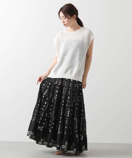 DOUBLE STANDARD ハート柄シフォンティアードスカート 38 Torrazzo Donna スカート ハート絞り柄ティアードスカート
