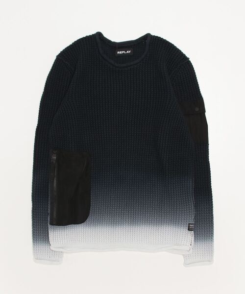「REPLAY」 長袖ニット SMALL ネイビー メンズ