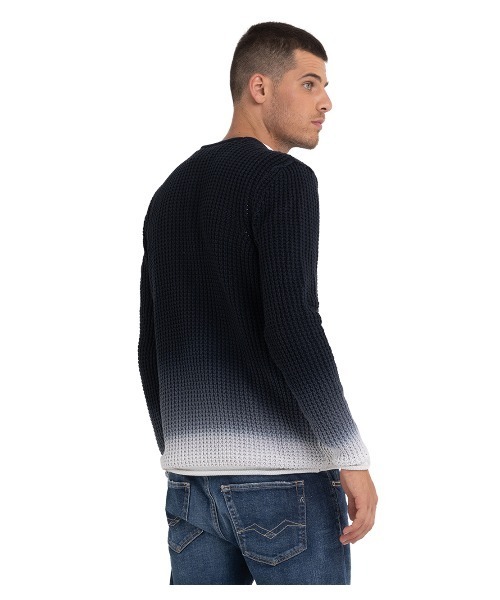 「REPLAY」 長袖ニット SMALL ネイビー メンズ
