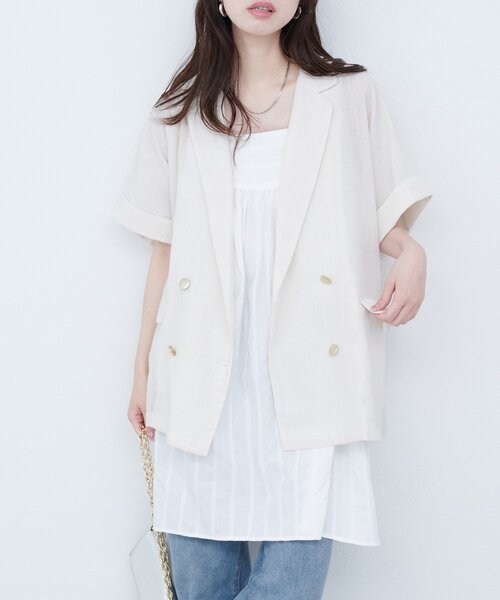 natural couture ジャケット テーラードジャケット 袖口ロールUP