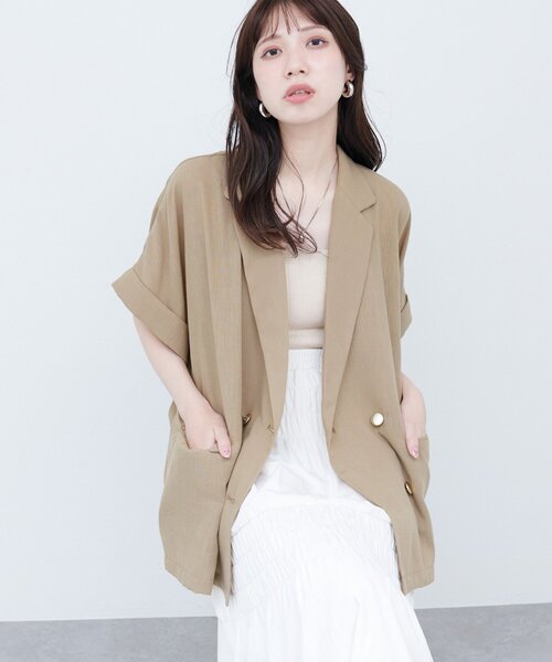 natural couture ジャケット テーラードジャケット 袖口ロールUP