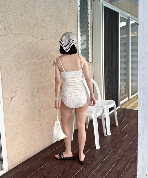 lawgy（ラウジー） 水着 gather wrinkle ribbon swimwear / ギャザー