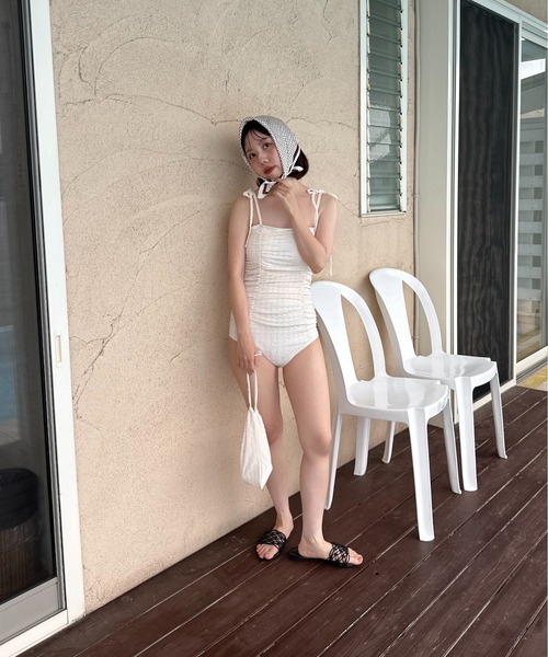 lawgy（ラウジー） 水着 gather wrinkle ribbon swimwear / ギャザー