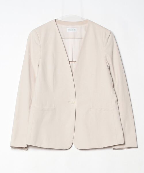 PLST - プラステ ストレッチ ノーカラージャケット Mサイズ ベージュ プラステ ストレッチ ノーカラージャケット Mサイズ ベージュ