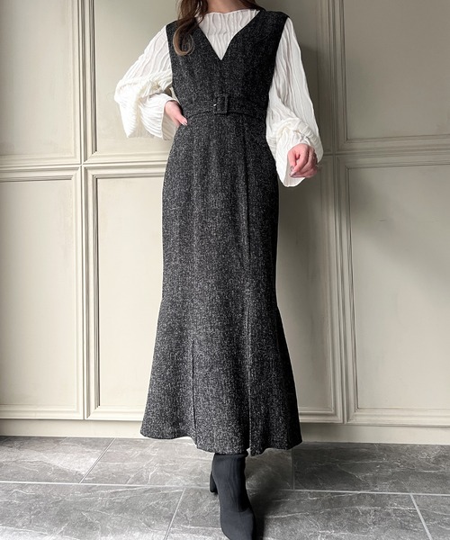 「JUNOAH」 サロペットスカート X-LARGE ブラック レディース_画像3