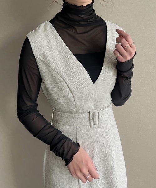 「JUNOAH」 サロペットスカート X-LARGE ブラック レディース_画像5