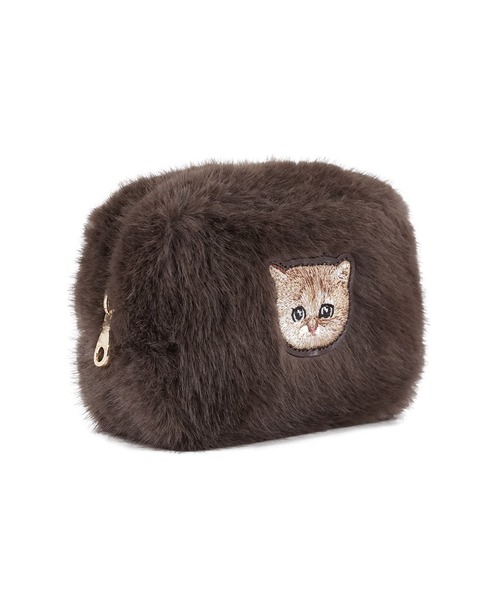 【美品】pas de calais 本革 2way ファーポーチ付きユニセックス PAUL & JOE ACCESSOIRES（ポールアンドジョーアクセソワ） ポーチ PAUL