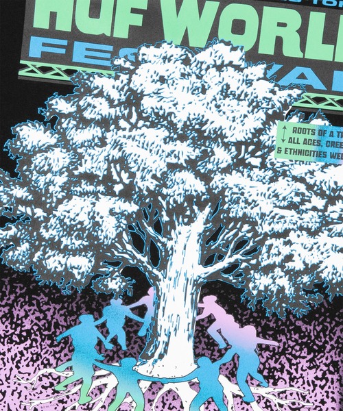 ロサンゼルス発★HUF★ ワールドフェスティバルTシャツ HUF tシャツ WORLD FESTIVAL TEE / ハフ 半袖 Tシャツ プリント
