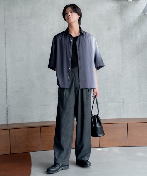 SINSS ストライプスラックス Two tuck wide straight stripe slacks / 2タックワイド