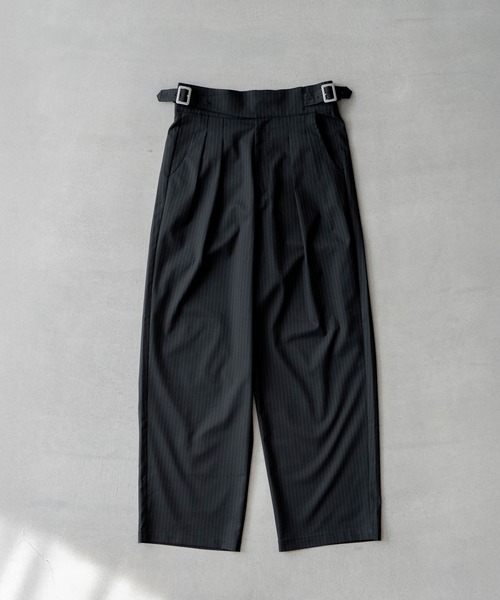 SINSS ブラック ストライプ スラックス S SINSS スラックス Two tuck wide straight stripe slacks / 2