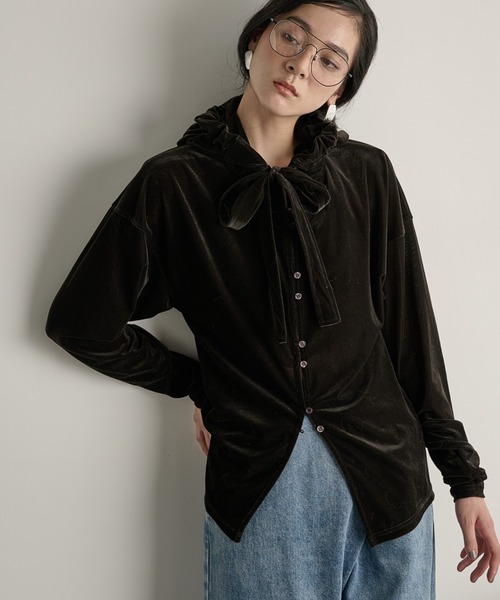 poyon2628出品になります。 THE Yon tシャツ ベロアフーディーカーディガン レディース : ZOZOTOWN
