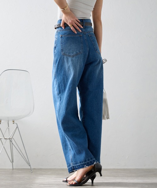 「r.」 加工デニムパンツ MEDIUM ブラック レディース