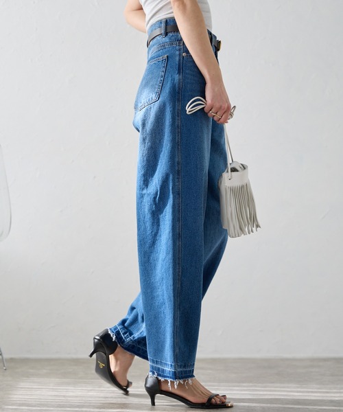 「r.」 加工デニムパンツ MEDIUM ブラック レディース