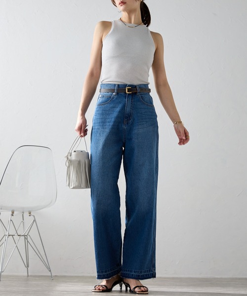 「r.」 加工デニムパンツ MEDIUM ブラック レディース