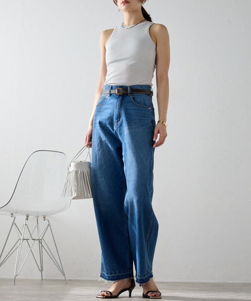 「r.」 加工デニムパンツ MEDIUM ブラック レディース