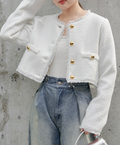 Chico（チコ） ツイードジャケット FREE ネイビー レディース