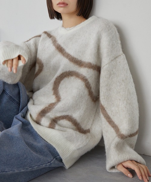 MONO-MART（モノマート） ニット セーター モヘアタッチ エンブロイ