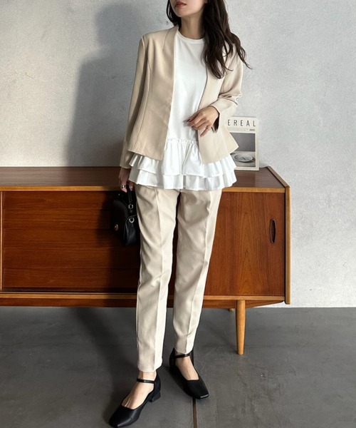 オレボレラ ブラック ノーカラージャケット未使用品 DRESS LAB（ドレスラボ） セットアップ 「手洗い可/オフィスカジュアル