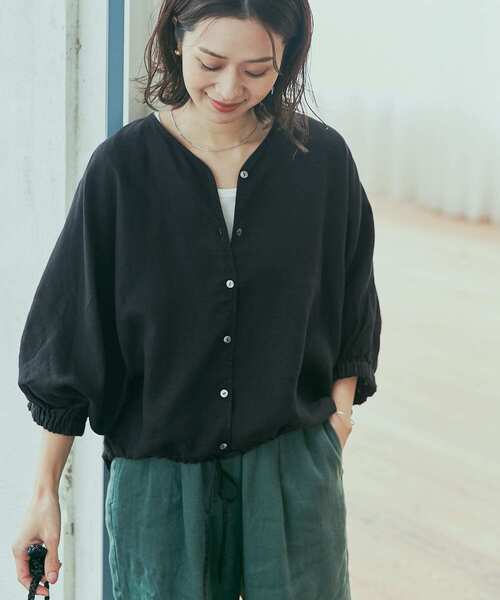 「URBAN RESEARCH DOORS」 7分袖ブラウス MEDIUM ブラック レディースの画像
