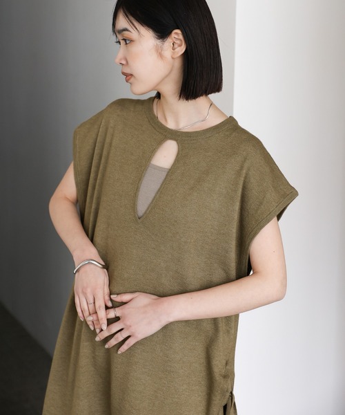 「select MOCA Et」 ノースリーブワンピース FREE カーキ レディース_画像4