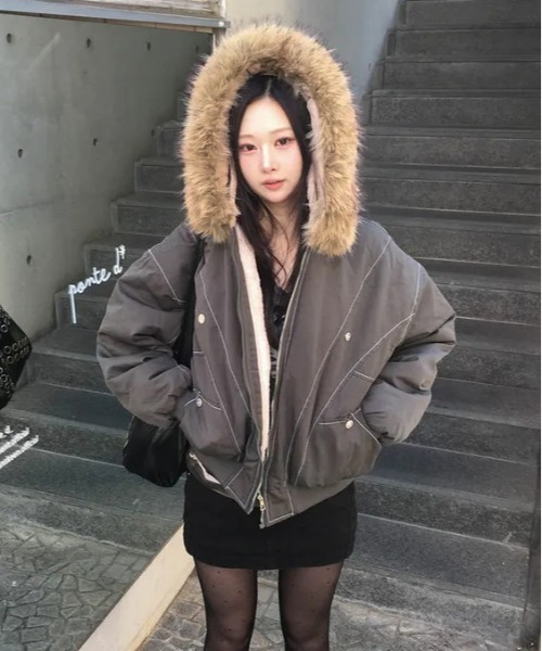 gossip!ロサンゼルス ブルゾン アウター ボリュームフェイクファー