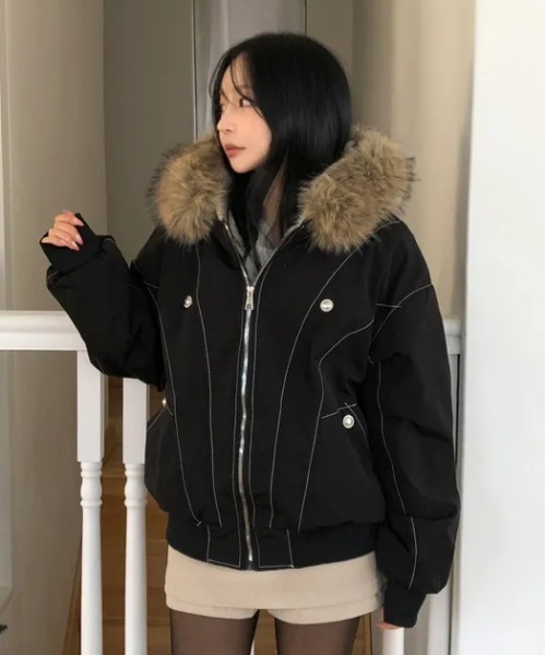 gossip!ロサンゼルス ブルゾン アウター ボリュームフェイクファー