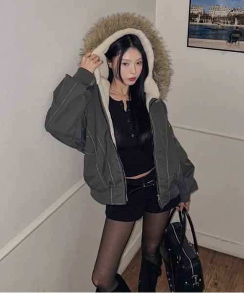 gossip!ロサンゼルス ブルゾン アウター ボリュームフェイクファー