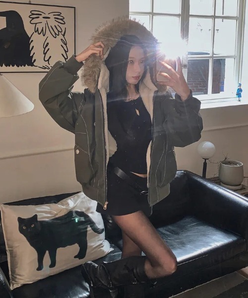 gossip!ロサンゼルス ブルゾン アウター ボリュームフェイクファー