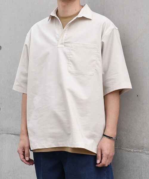 「SHIPS any」 半袖シャツ X-LARGE ベージュ メンズ_画像5