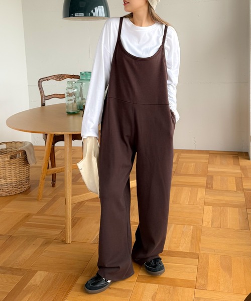 PICHI サロペット オーバーオール 裏シャギーサロペット レディース