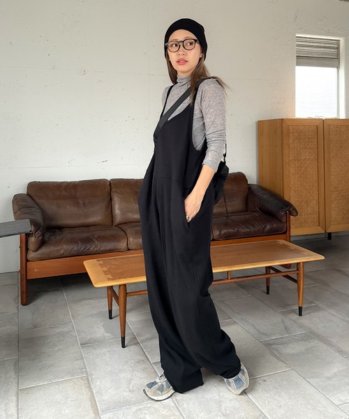 PICHI サロペット オーバーオール 裏シャギーサロペット レディース