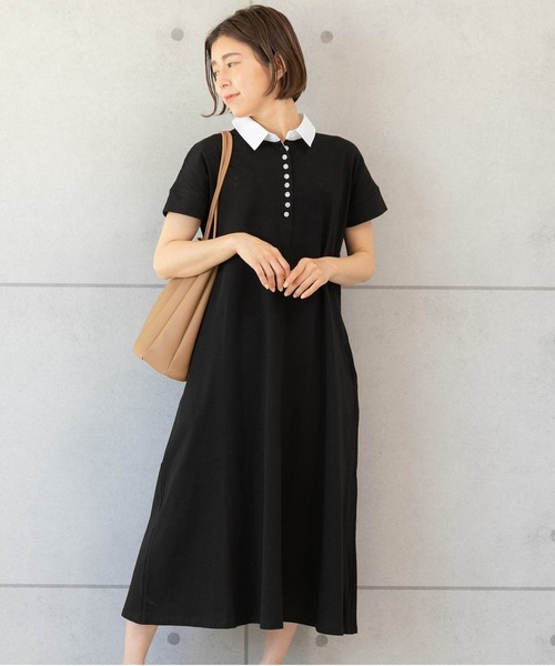 「PREFERIR」 半袖ワンピース LARGE ネイビー レディース_画像4