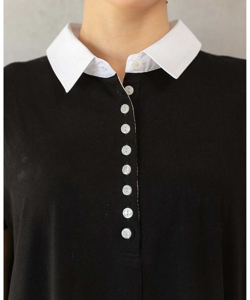 「PREFERIR」 半袖ワンピース LARGE ネイビー レディース_画像7