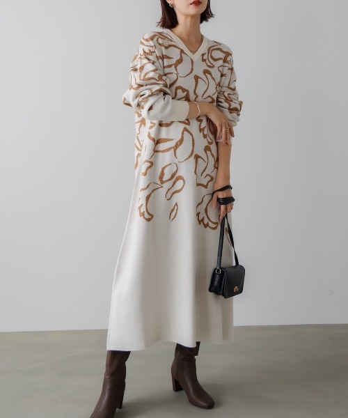 Bou Jeloud（ブージュルード） ワンピース 袋ジャガード柄マキシ