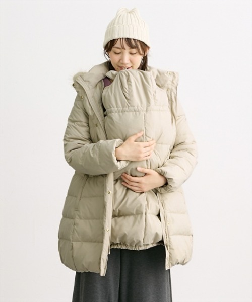 マタニティ 「産前・産後」あったかダウン 5WAYママコート＋くま耳付