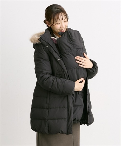 マタニティ 「産前・産後」あったかダウン 5WAYママコート＋くま耳付