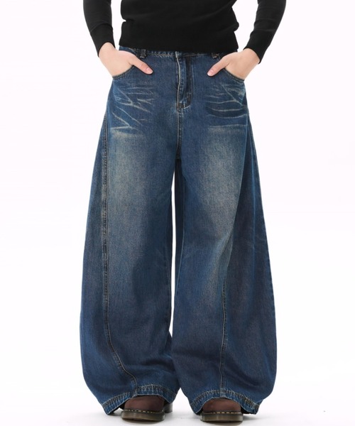 【最終価格です！】カーブワイドデニム ジーンズ デニム デニムパンツ カーブワイドデニムパンツ レディース