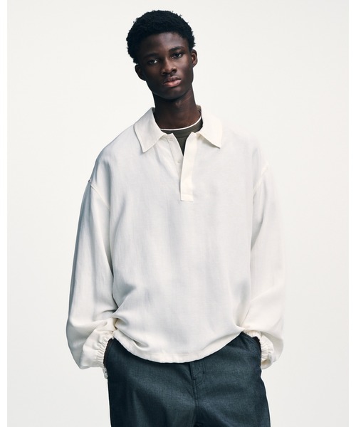 SOPHNET.（ソフネット） ポロシャツ LINEN MESH L/S POLO メンズ